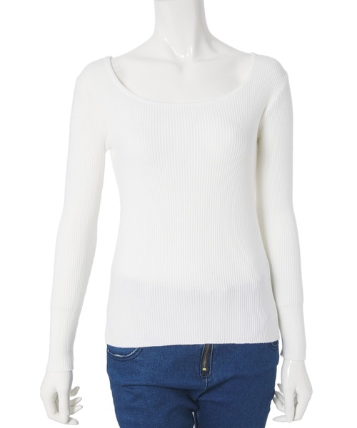 fifth（フィフス）の「バッククロスリブニット（ニット/セーター・レディース・ホワイト/ブルー・MEDIUM）」の10枚目の写真