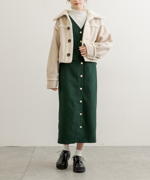 OLIVE des OLIVE(オリーブデオリーブ)の「クロップド丈リバーシブルムートンコート(トレンチコート・レディース・オフホワイト/ライトブラウン・FREE)」の13枚目の写真