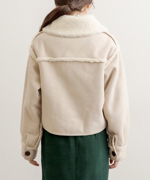 OLIVE des OLIVE(オリーブデオリーブ)の「クロップド丈リバーシブルムートンコート(トレンチコート・レディース・オフホワイト/ライトブラウン・FREE)」の16枚目の写真