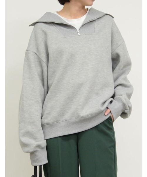 Re:EDIT（リエディ）の「裏起毛ハーフZIPルーズスウェット（スウェット・レディース・ブラック/グレー/モカ/オートミール・MEDIUM/LARGE）」の2枚目の写真