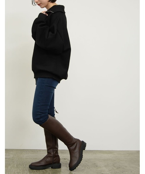 Re:EDIT（リエディ）の「裏起毛ハーフZIPルーズスウェット（スウェット・レディース・ブラック/グレー/モカ/オートミール・MEDIUM/LARGE）」の18枚目の写真