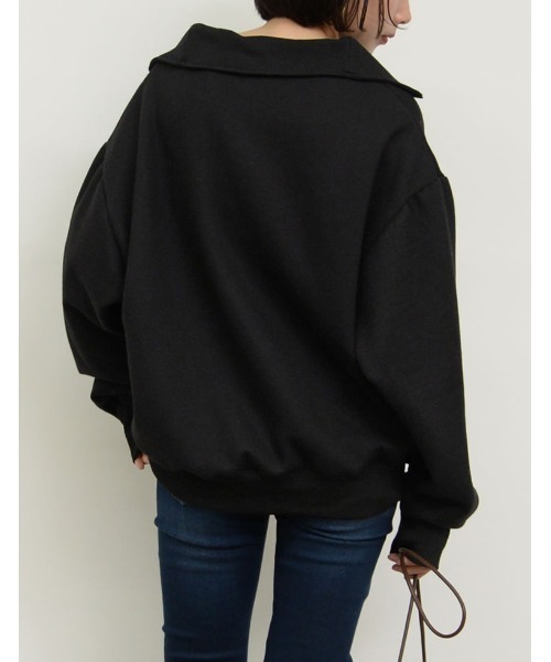 Re:EDIT（リエディ）の「裏起毛ハーフZIPルーズスウェット（スウェット・レディース・ブラック/グレー/モカ/オートミール・MEDIUM/LARGE）」の16枚目の写真