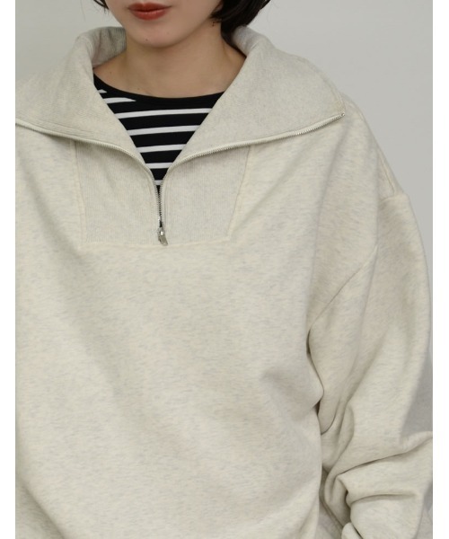 Re:EDIT（リエディ）の「裏起毛ハーフZIPルーズスウェット（スウェット・レディース・ブラック/グレー/モカ/オートミール・MEDIUM/LARGE）」の21枚目の写真