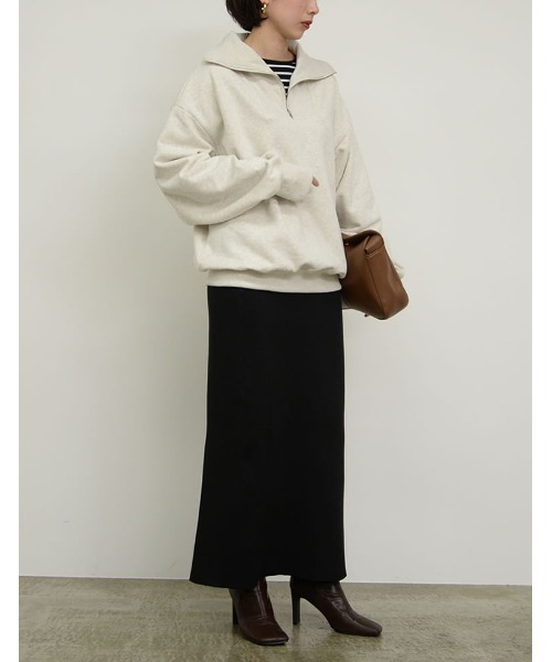 Re:EDIT（リエディ）の「裏起毛ハーフZIPルーズスウェット（スウェット・レディース・ブラック/グレー/モカ/オートミール・MEDIUM/LARGE）」の22枚目の写真