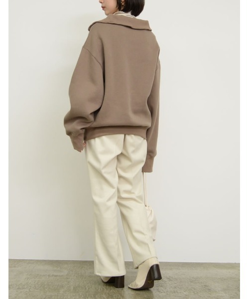 Re:EDIT（リエディ）の「裏起毛ハーフZIPルーズスウェット（スウェット・レディース・ブラック/グレー/モカ/オートミール・MEDIUM/LARGE）」の7枚目の写真