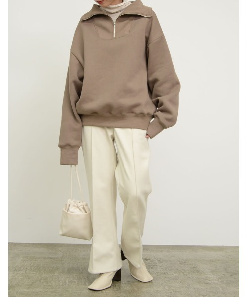 Re:EDIT（リエディ）の「裏起毛ハーフZIPルーズスウェット（スウェット・レディース・ブラック/グレー/モカ/オートミール・MEDIUM/LARGE）」の6枚目の写真