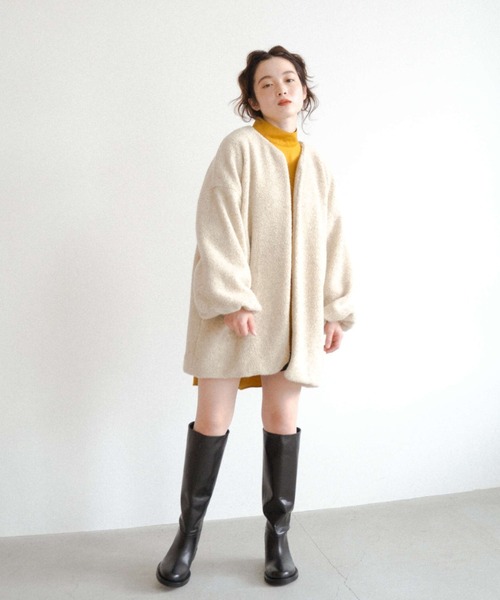 kaene(カエン)の「ロングボアカーディガン【daily collection】(カーディガン/ボレロ・レディース・ブラウン/グレー/オフホワイト・FREE)」の2枚目の写真
