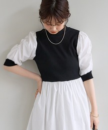 natural couture（ナチュラルクチュール）の「大好評リバイバルアイテム/袖コンシャスドッキングワンピース（ワンピース・レディース）」