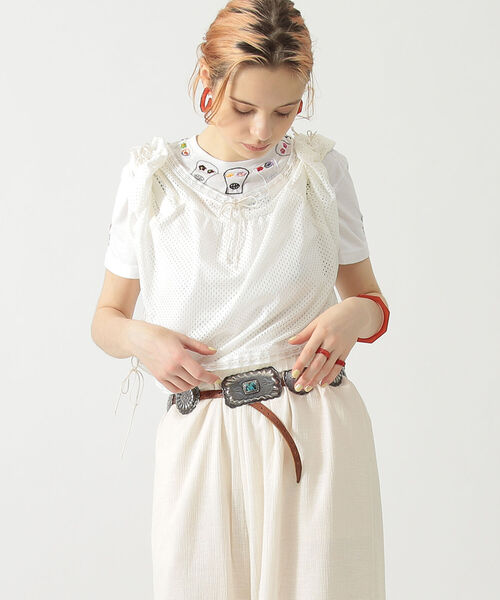 BEAMS BOY（ビームスボーイ）の「maturely / Mesh Dot Short Smock（シャツ/ブラウス・レディース・ホワイト/ブラック・ONE SIZE）」の3枚目の写真