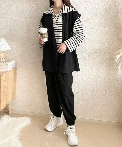 ECRIRE（エクリール）の「【TOMOコラボ】2タックジョガーパンツ【セットアップ対応】（その他パンツ・レディース・ブラック/ベージュ/グレー/モカ・M/L）」の7枚目の写真