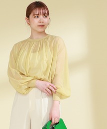 Ray BEAMS | Ray BEAMS / シアー ギャザー カーディガン(カーディガン/ボレロ)