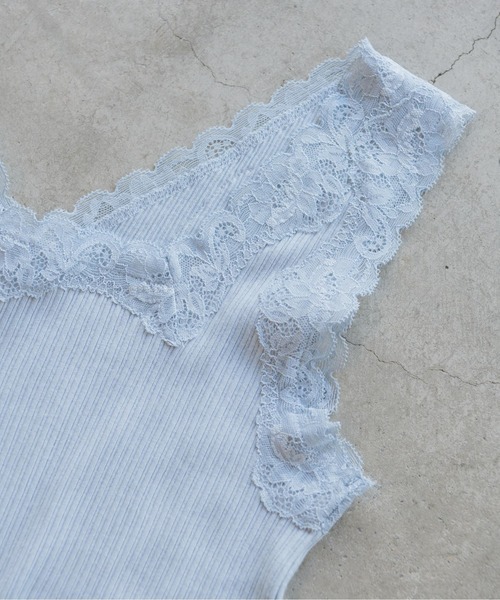 RETRO GIRL（レトロガール）の「2WAYレースタンクトップ（タンクトップ・レディース・ブラック/オフホワイト/ブルー/ライトベージュ・FREE）」の7枚目の写真