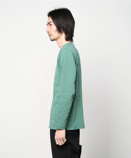 TRAP/U (トラップユー)の「フロント メッセージプリント コットン 天竺 ロングTシャツ(Tシャツ/カットソー・メンズ・グリーン系その他/ブラック/ホワイト・L/M)」の10枚目の写真
