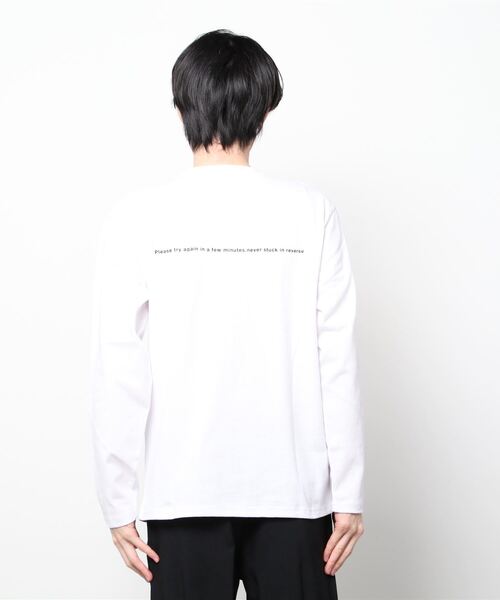 TRAP/U (トラップユー)の「フロント メッセージプリント コットン 天竺 ロングTシャツ(Tシャツ/カットソー・メンズ・グリーン系その他/ブラック/ホワイト・L/M)」の12枚目の写真