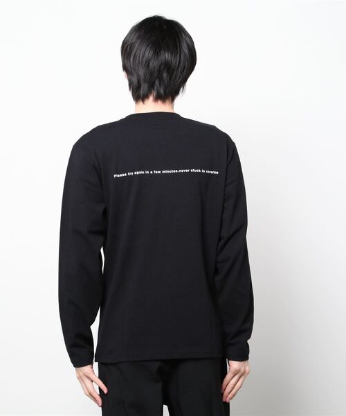 TRAP/U (トラップユー)の「フロント メッセージプリント コットン 天竺 ロングTシャツ(Tシャツ/カットソー・メンズ・グリーン系その他/ブラック/ホワイト・L/M)」の13枚目の写真