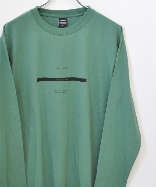 TRAP/U (トラップユー)の「フロント メッセージプリント コットン 天竺 ロングTシャツ(Tシャツ/カットソー・メンズ・グリーン系その他/ブラック/ホワイト・L/M)」の3枚目の写真