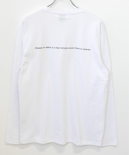 TRAP/U (トラップユー)の「フロント メッセージプリント コットン 天竺 ロングTシャツ(Tシャツ/カットソー・メンズ・グリーン系その他/ブラック/ホワイト・L/M)」の5枚目の写真