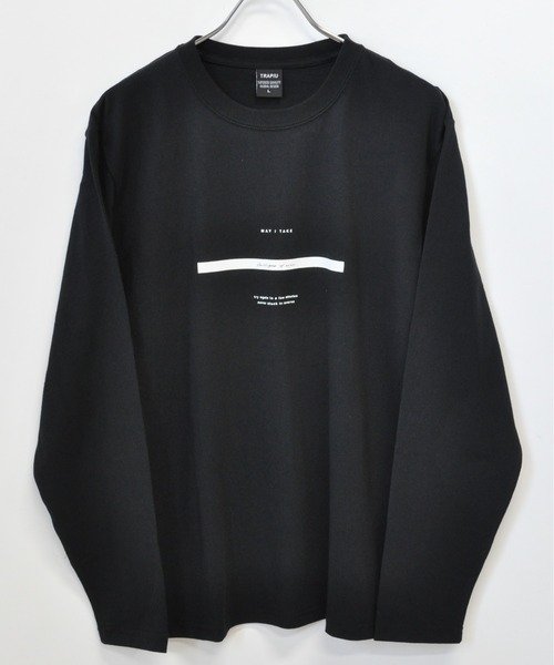 TRAP/U (トラップユー)の「フロント メッセージプリント コットン 天竺 ロングTシャツ(Tシャツ/カットソー・メンズ・グリーン系その他/ブラック/ホワイト・L/M)」の6枚目の写真
