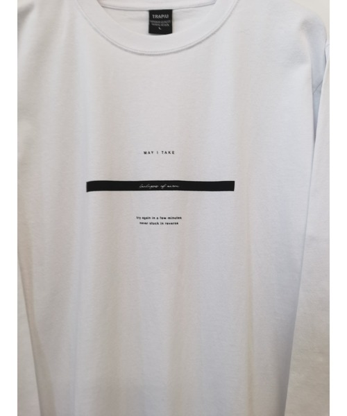 TRAP/U (トラップユー)の「フロント メッセージプリント コットン 天竺 ロングTシャツ(Tシャツ/カットソー・メンズ・グリーン系その他/ブラック/ホワイト・L/M)」の8枚目の写真