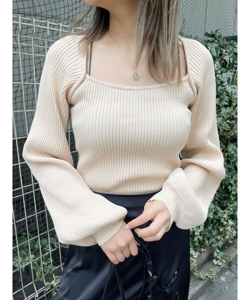 EVRIS(エヴリス)の「ボレロドッキングニットトップス(ニット/セーター・レディース・パープル/アイボリー/グリーン・FREE)」の2枚目の写真