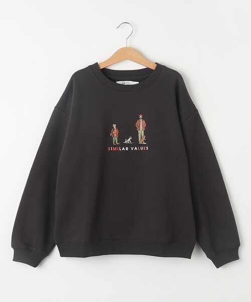 BASECONTROL(ベースコントロール)の「◆KIDS 刺繍デザイン 裏毛クルーネックスウェット(スウェット・キッズ・アイボリー/ブラック/ベージュ・11/12/13)」の2枚目の写真