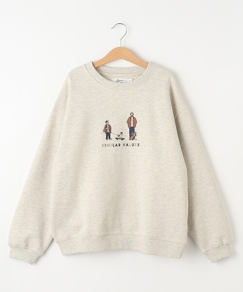 BASECONTROL(ベースコントロール)の「◆KIDS 刺繍デザイン 裏毛クルーネックスウェット(スウェット・キッズ・アイボリー/ブラック/ベージュ・11/12/13)」の4枚目の写真