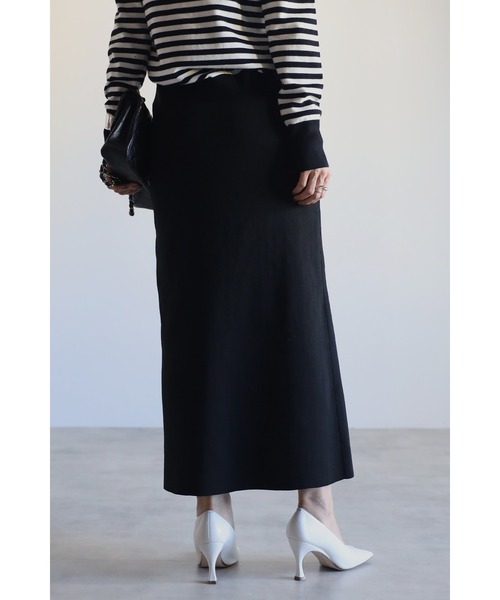 Bonjour Sagan（ボンジュールサガン）の「カラーニットIラインスカート（スカート・レディース・ブラック/レッド/グリーン・FREE）」の8枚目の写真