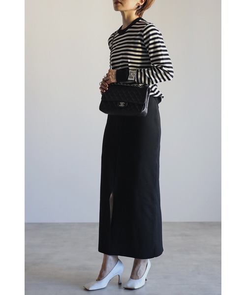 Bonjour Sagan（ボンジュールサガン）の「カラーニットIラインスカート（スカート・レディース・ブラック/レッド/グリーン・FREE）」の10枚目の写真