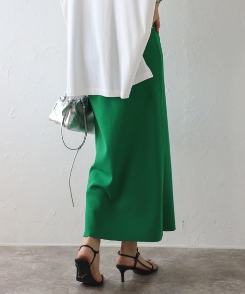 Bonjour Sagan（ボンジュールサガン）の「カラーニットIラインスカート（スカート・レディース・ブラック/レッド/グリーン・FREE）」の22枚目の写真