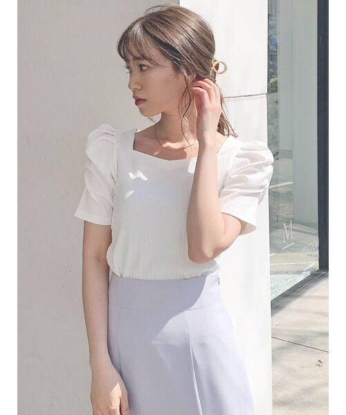 dazzlin（ダズリン）の「バックリボンコンパクトカットソー（Tシャツ/カットソー・レディース・チャコールグレー/パープル/オフホワイト/ブルー/モカ/ブラウン・FREE）」の10枚目の写真