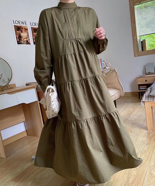 Doula Doula（ドゥーラドゥーラ）の「ティアードシャツワンピース（シャツワンピース・レディース・カーキ/ブラック/ホワイト・FREE）」の6枚目の写真