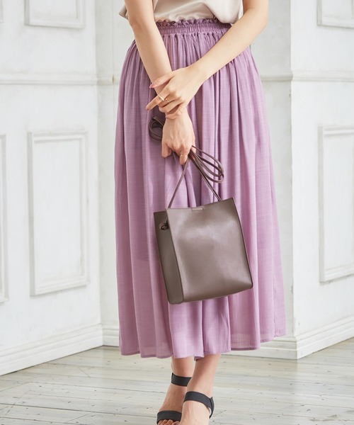 Honeys（ハニーズ）の「スクエアショルダーＢａｇ（ショルダーバッグ・レディース・ブラック/グレイッシュベージュ/アイボリー/モカ/グリーン/ダークブラウン/イエロー/ホワイト・FREE）」の5枚目の写真