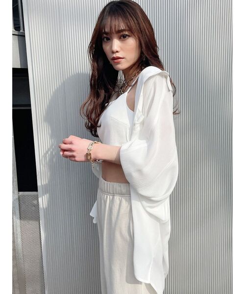 GYDA(ジェイダ)の「YORYU BIG シャツ(シャツ/ブラウス・レディース・オフホワイト/ライトイエロー/チャコールグレー・FREE)」の2枚目の写真