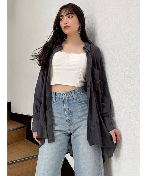 GYDA(ジェイダ)の「YORYU BIG シャツ(シャツ/ブラウス・レディース・オフホワイト/ライトイエロー/チャコールグレー・FREE)」の1枚目の写真