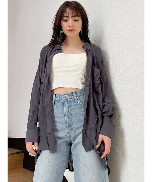 GYDA(ジェイダ)の「YORYU BIG シャツ(シャツ/ブラウス・レディース・オフホワイト/ライトイエロー/チャコールグレー・FREE)」の5枚目の写真