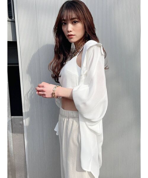 GYDA(ジェイダ)の「YORYU BIG シャツ(シャツ/ブラウス・レディース・オフホワイト/ライトイエロー/チャコールグレー・FREE)」の6枚目の写真