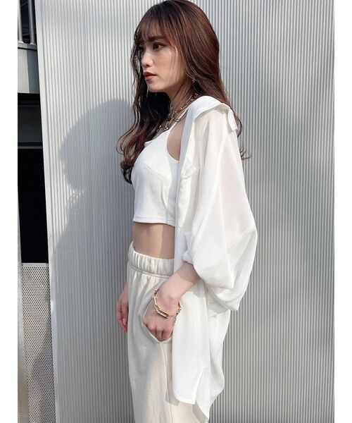 GYDA(ジェイダ)の「YORYU BIG シャツ(シャツ/ブラウス・レディース・オフホワイト/ライトイエロー/チャコールグレー・FREE)」の7枚目の写真