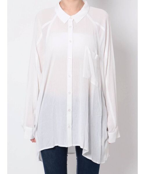 GYDA(ジェイダ)の「YORYU BIG シャツ(シャツ/ブラウス・レディース・オフホワイト/ライトイエロー/チャコールグレー・FREE)」の22枚目の写真