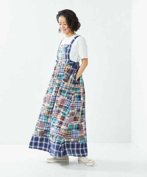Freada（フリーダ）の「Freada/フリーダ インドチェックエプロンドレス
