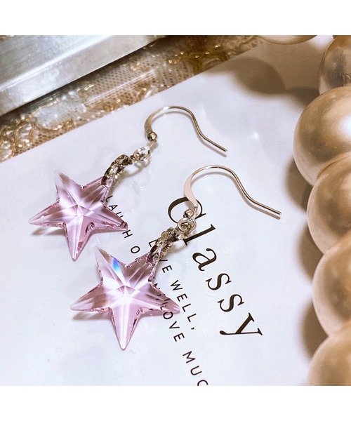 tone(トーン)の「【LoveAmooN】pink star(MA)(ピアス(両耳用)・レディース・シルバー・FREE)」の3枚目の写真