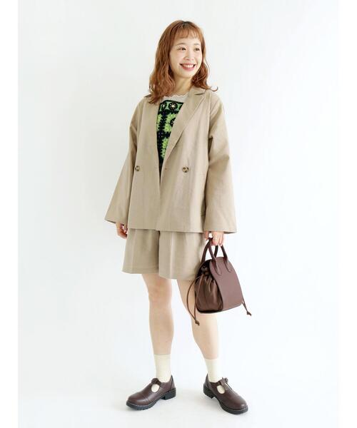 ehka sopo（エヘカソポ）の「リネン混テーラードジャケット(セットアップ可)（ノーカラージャケット・レディース・ベージュ/キナリ/グリーン・ﾌﾘ-）」の5枚目の写真