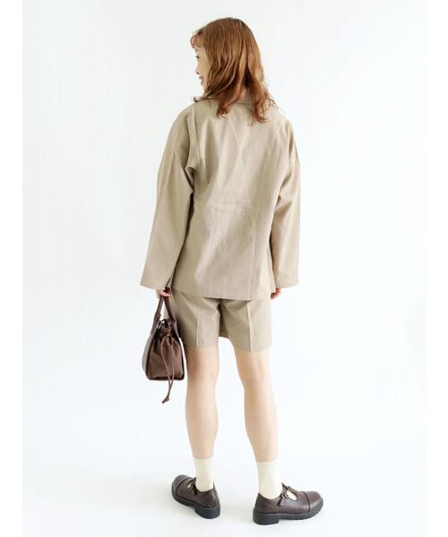 ehka sopo（エヘカソポ）の「リネン混テーラードジャケット(セットアップ可)（ノーカラージャケット・レディース・ベージュ/キナリ/グリーン・ﾌﾘ-）」の6枚目の写真