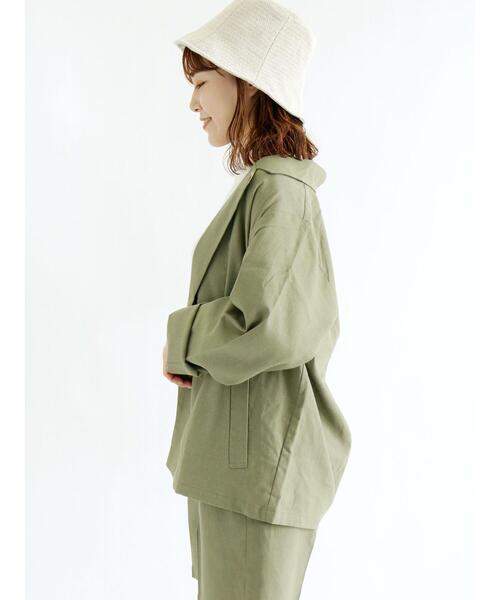 ehka sopo（エヘカソポ）の「リネン混テーラードジャケット(セットアップ可)（ノーカラージャケット・レディース・ベージュ/キナリ/グリーン・ﾌﾘ-）」の8枚目の写真