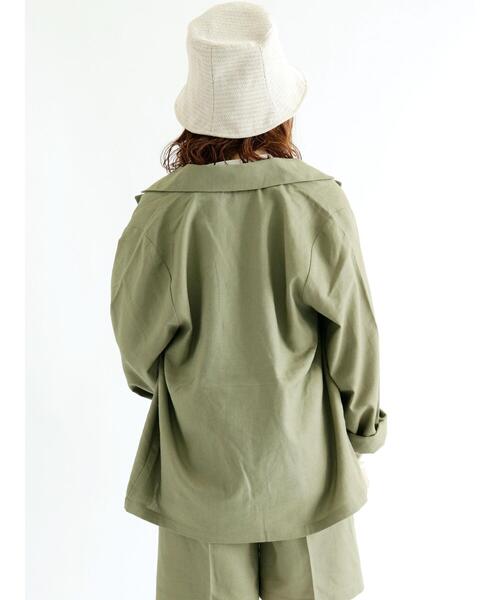 ehka sopo（エヘカソポ）の「リネン混テーラードジャケット(セットアップ可)（ノーカラージャケット・レディース・ベージュ/キナリ/グリーン・ﾌﾘ-）」の9枚目の写真