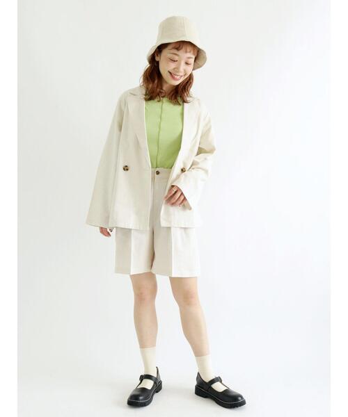 ehka sopo（エヘカソポ）の「リネン混テーラードジャケット(セットアップ可)（ノーカラージャケット・レディース・ベージュ/キナリ/グリーン・ﾌﾘ-）」の10枚目の写真