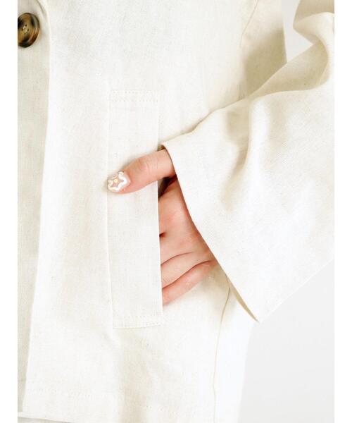 ehka sopo（エヘカソポ）の「リネン混テーラードジャケット(セットアップ可)（ノーカラージャケット・レディース・ベージュ/キナリ/グリーン・ﾌﾘ-）」の12枚目の写真