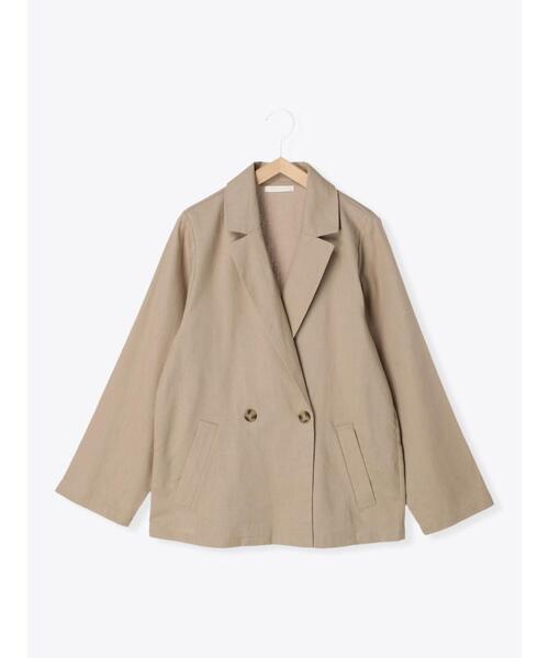 ehka sopo（エヘカソポ）の「リネン混テーラードジャケット(セットアップ可)（ノーカラージャケット・レディース・ベージュ/キナリ/グリーン・ﾌﾘ-）」の14枚目の写真