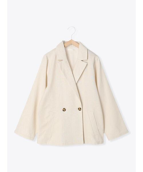 ehka sopo（エヘカソポ）の「リネン混テーラードジャケット(セットアップ可)（ノーカラージャケット・レディース・ベージュ/キナリ/グリーン・ﾌﾘ-）」の15枚目の写真