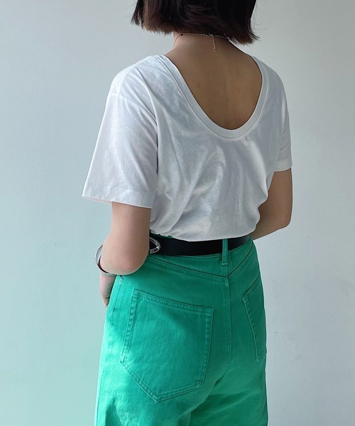 PAGEBOY（ページボーイ）の「バックオープンTシャツ（Tシャツ/カットソー・レディース・ブラック/オフホワイト/ターコイズブルー・FREE）」の4枚目の写真