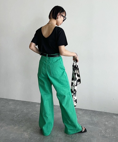 PAGEBOY（ページボーイ）の「バックオープンTシャツ（Tシャツ/カットソー・レディース・ブラック/オフホワイト/ターコイズブルー・FREE）」の9枚目の写真